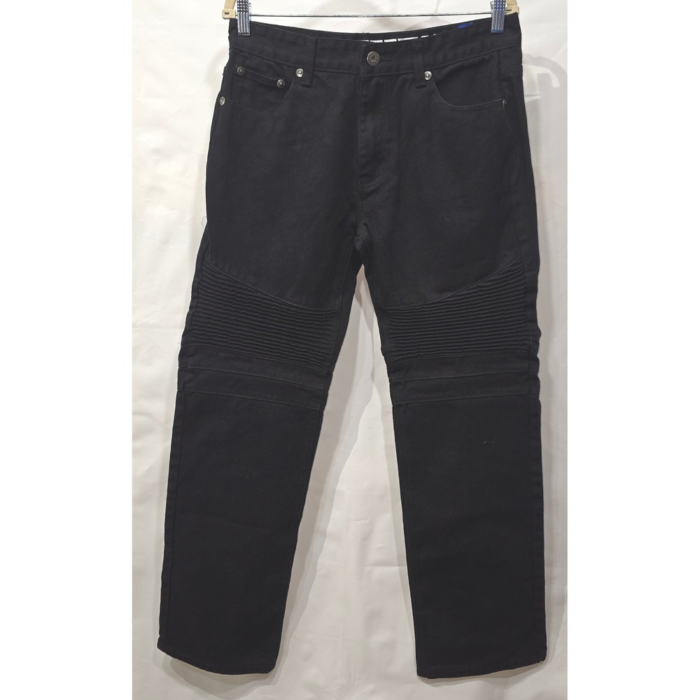 Noiz Jeans Mens Black Moto Ribbed Knee Denim Pants W34 L34 Streetwear Cotton